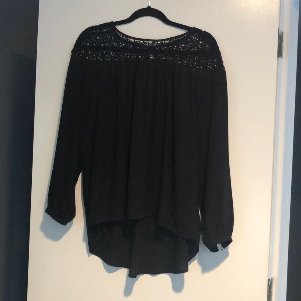 Loft black long sleeve top with lace detail size S